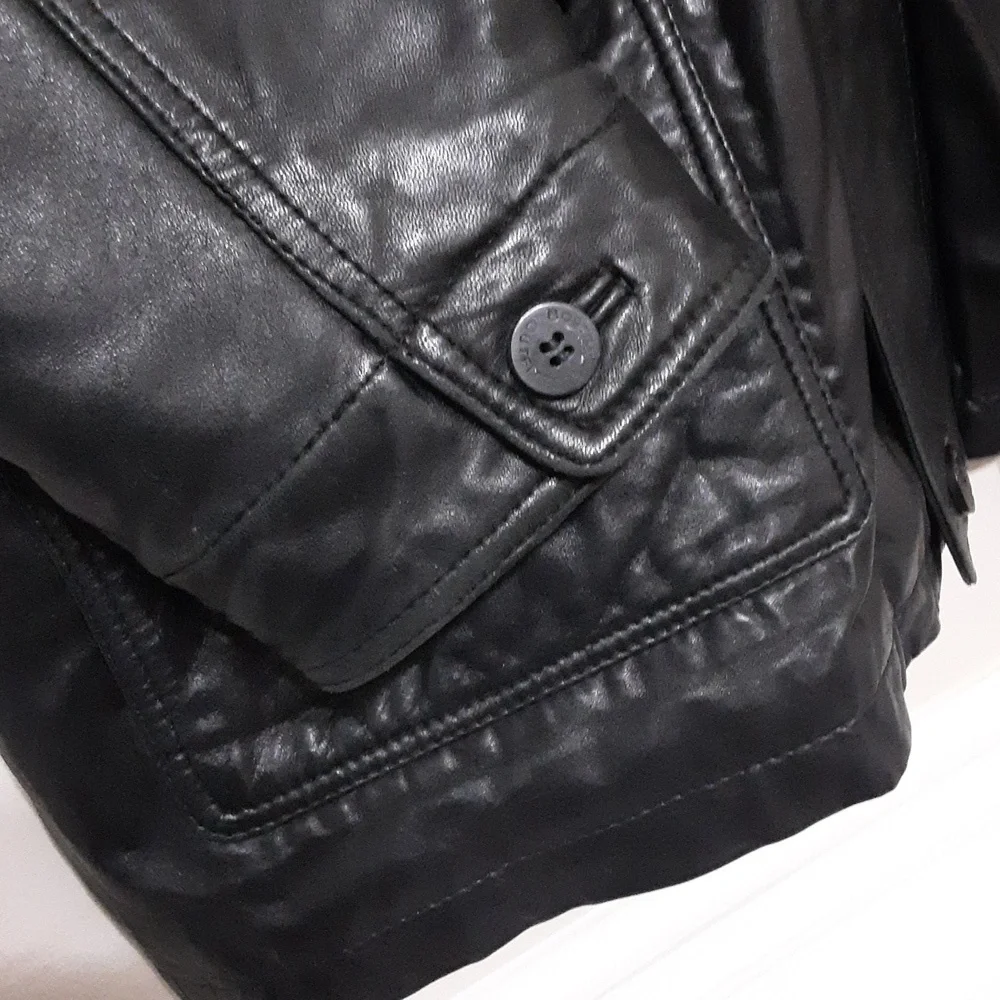 Vintage Boston Outfitters leather jacket barn coat men XL black y2k grandpa